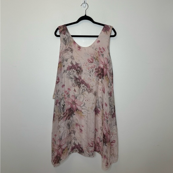 Elena Baldi Dresses & Skirts - Elena Baldi Made in Italy Silk Floral Sleeveless Shift Dress in Blush Pink SizeM